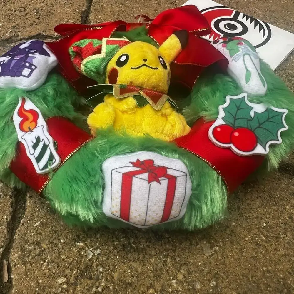 Pokemon Center Holiday Workshop Pikachu Christmas Wreath Plush 6 3/4”